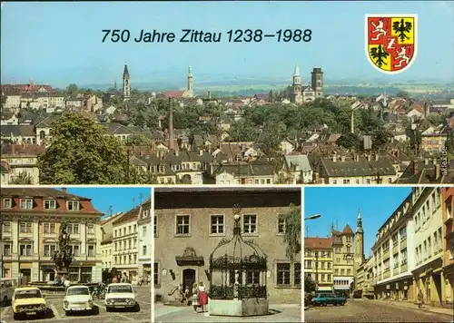 Zittau 750 Jahre Herkulesbrunnen Grüner Born am Stadtmuseum Klosterkirche 1988