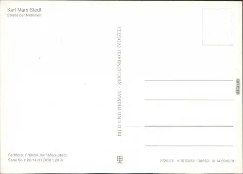 Zentrum-Chemnitz Karl-Marx-Stadt Straße der Nationen 1985