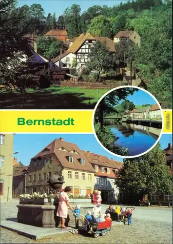 Bernstadt  Eigen Überblick, Teichanlage, Marktplatz Kindergartengruppe 1982