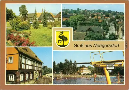 Neugersdorf Karl-Liebknecht-Straße, Teilansicht, Umgebindehaus, Freibad 1989