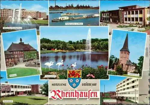 Rheinhausen Duisburg Johanniter-Krankenhaus, Hüttenwerke am Rhein  1975