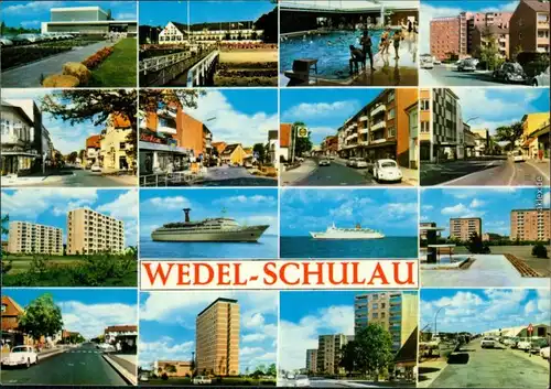 Wedel Straßenansichten, Neubau, Fähren Ansichtskarte 1977