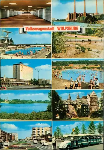 Wolfsburg Ansichten aus der Stadt mit Freibad, U-Bahn und Industrieanlagen 1970