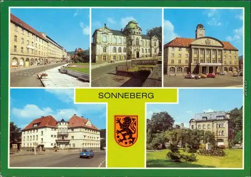 Sonneberg  Spielzeugmuseum, Rathaus, Kindergarten "Anne Frank"  Stadtpark 1982