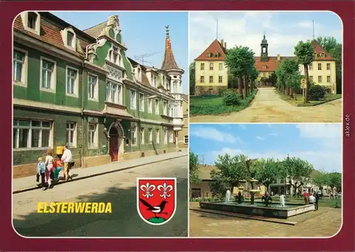 Elsterwerda Wikow Rathaus, Schloss, Markt mit Springbrunnen 1990