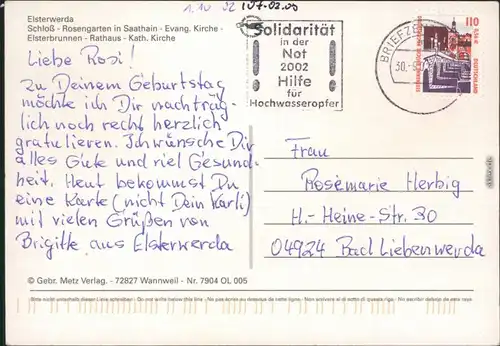 Elsterwerda  Schloss, Rosengarten in Saathain  Rathaus, Kath. Kirche 2002