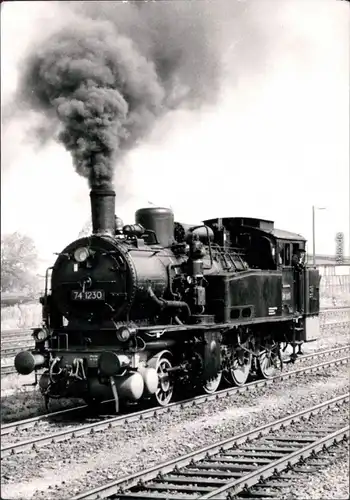 Dampflokomotive Typ: 74 1230 im Profil Privatfot DDR Reichsbahn 1982