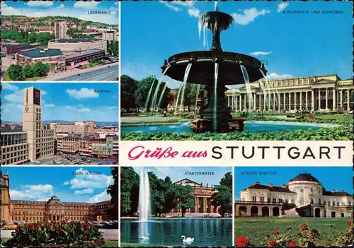 Stuttgart Liederhalle, Rathaus, Neues Schloss, Staatstheater, Schloss  u 1972