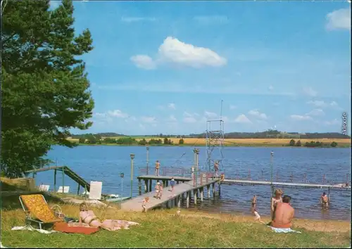 Lyck Ełk  See Sunowo mit Bootssteg und Badegästen Ansichtskarte 1984