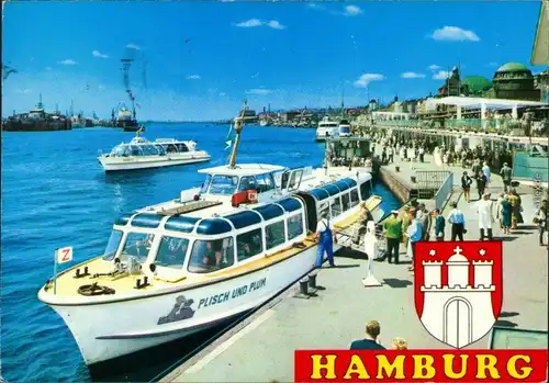 Ansichtskarte Hamburg Fähranlegestelle mit Fähren "Plisch und Plum" 1977