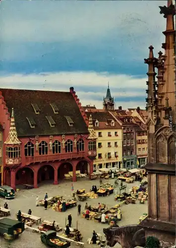 Freiburg im Breisgau Holzmarktplatz mit Kaufhaus 65. Deutscher Wandertag 1964