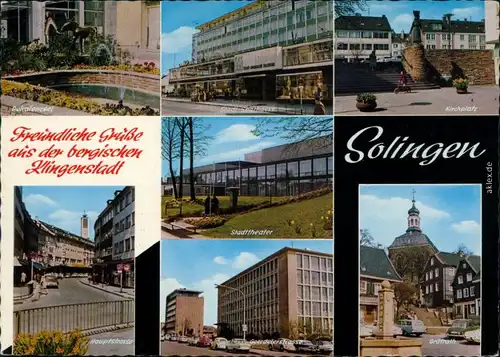 Solingen Dukatenesel, Sparkasse, Kirchplatz Hauptstraße, Goerdelerstraße,  1974