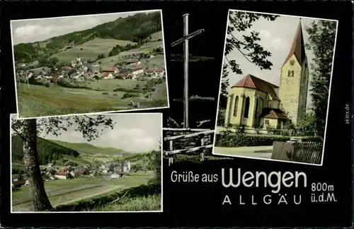 Wengen Panorama-Ansicht, Kirche Ansichtskarte 1966