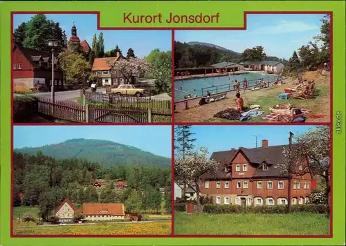 Jonsdorf Teilansicht, Gebirgsbad,  Jugendherberge, Pension "Immergrün",   1985