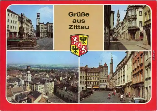 Zittau Platz der Jugend, Bautzener Straße, Blick zum Rathaus Klosterkirche 1992