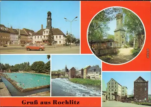 Rochlitz Platz der Befreiung  Rochlitzer Berg, Freibad,   VEB Schloßmühle 1985