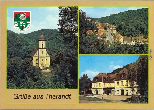 Tharandt Kirche, Panorama-Ansicht, Gästehaus der Edelstahlwerker 1989