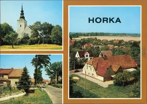 Horka (Oberlausitz) Wehrkirche, Görlitzer Straße, Teilansicht 1989