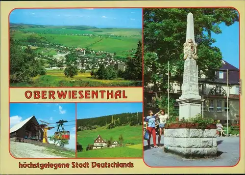 Oberwiesenthal Übersicht, Postmeilensäule am Markt, Bergstation  1994