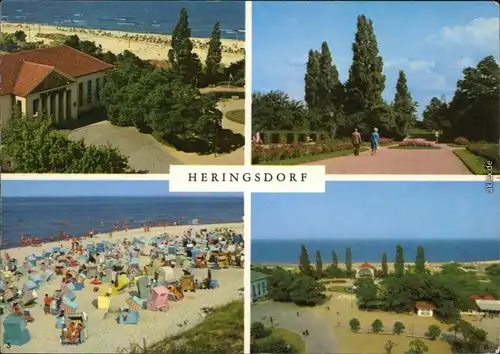 Heringsdorf  Usedom 1. Kulturhaus, 2. Kurpromenade, 3. Strand 1975
