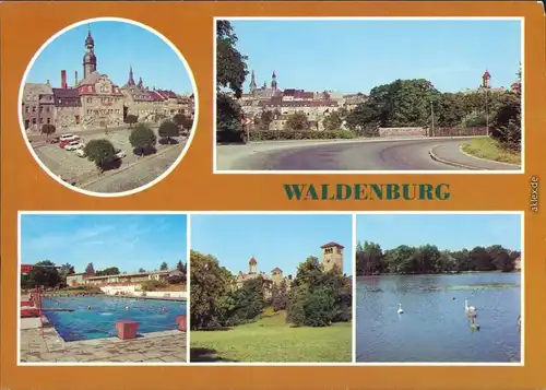 Waldenburg (Sachsen) Markt, Teilansicht, Freibad, Schloss, Gondelteich 1984
