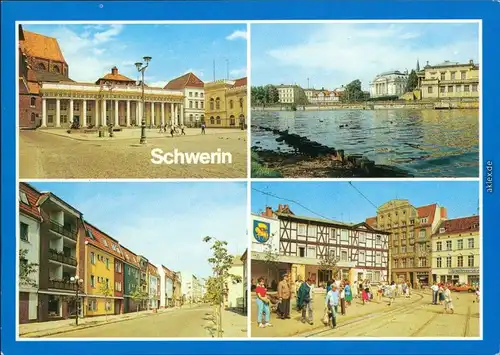 Schwerin Markt, Blick von Schloßinsel, Großer Moor, Leninplatz 1988