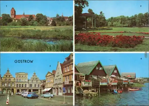 Güstrow   An der Schanze Rosengarten  Markt  Bootshäuser am Inselsee 1976