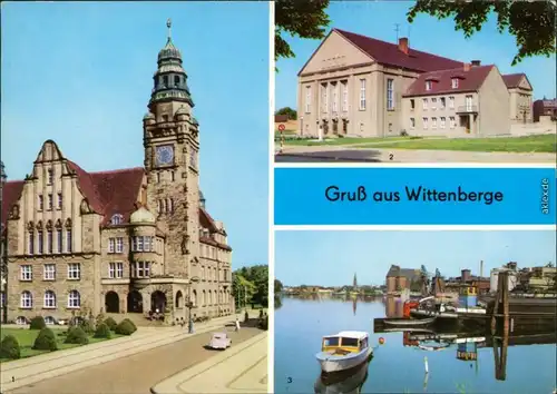 Wittenberge 1. Rathaus, 2. Kulturhaus, 3. Hafen 1974