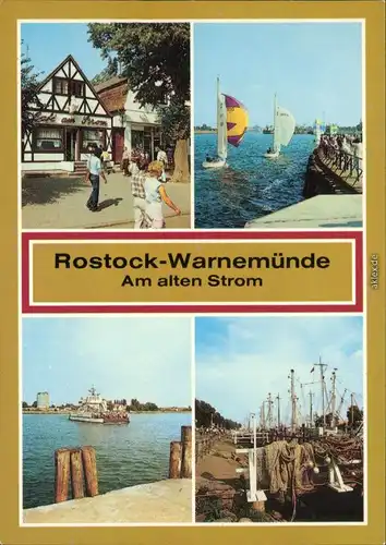 Warnemünde Rostock Café am Strom, Segelboote  Fähre  Ostsee Alten Strom 1988