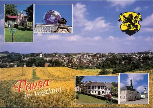 Pausa (Vogtland)-Pausa-Mühltroff Wegweiser am Rathaus, Erdkugel   1995