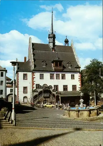 Pößneck Rathaus  Ansichtskarte 1989