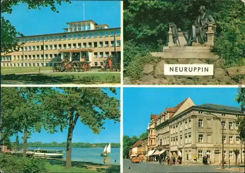 Neuruppin Mehrbildkarte Straße See Denkmal 1981