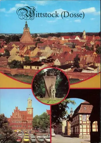Wittstock Dosse Panorama-Ansicht, OdF-Denkmal, Ernst-Thälmann-Platz,  1982