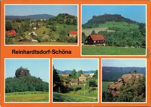 Reinhardtsdorf Schöna Teilansichten, Kaiserkrone, Zirkelstein,  Winterberg 1986