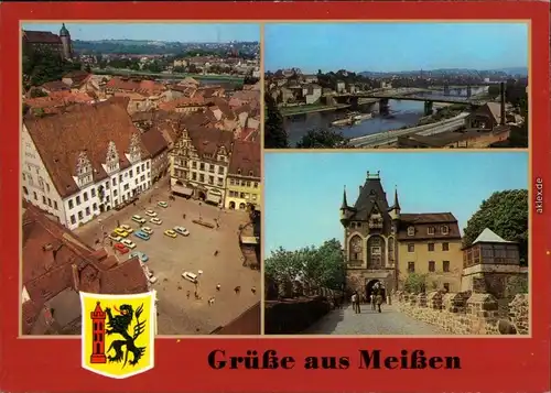 Meißen Blick vom Turm der Frauenkirche, Blick von der Burg auf  1987