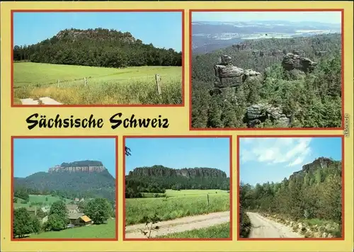 Gohrisch (Sächs. Schweiz) Blick zum Gohrisch Hunskirche am Papststein 1986