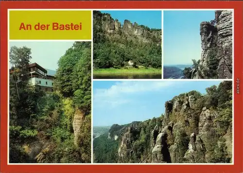 Rathen Berghotel "Bastei", Basteifelsen mit Basteibrücke,   Basteifelsen 1986