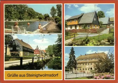 Steinigtwolmsdorf Freibad, Teilansicht, Umgebindehäuser, Rat der Gemeinde 1986