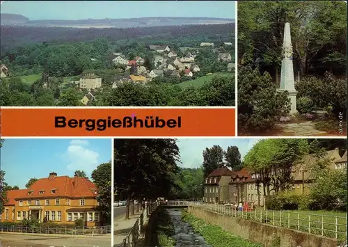 Bad Gottleuba-Berggießhübel Blick zum Ort, Postmeilensäule, Kurhaus,  1986