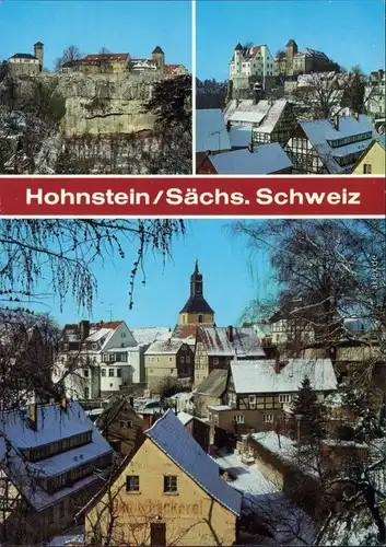 Hohnstein (Sächs. Schweiz) Blick zur Burg (2) über die Stadt, Teilansicht 1986