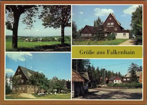 Falkenhain (Erzgebirge) Blick nach Falkenhain, Café "Zugspitze", FDGB-Erholungsheim "Falkenhorst", Ortsmotiv 1987