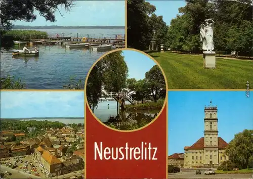Neustrelitz Bootsverleih  Stadtpark, Weiße Brücke, Übersicht, Marktplatz  1987