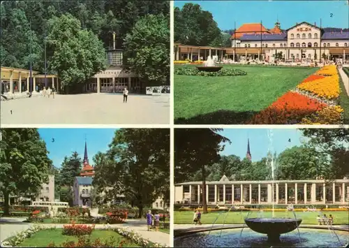 Bad Elster 1. Marienquelle, 2. Badeplatz, 3. Rosengarten, 4. Wandelhalle 1976