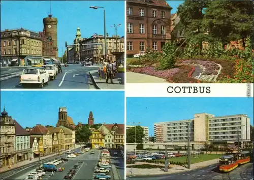 Cottbus Ernst-Thälmann-Platz, Blumenuhr, Altmarkt, Hotel "Lausitz" 1977