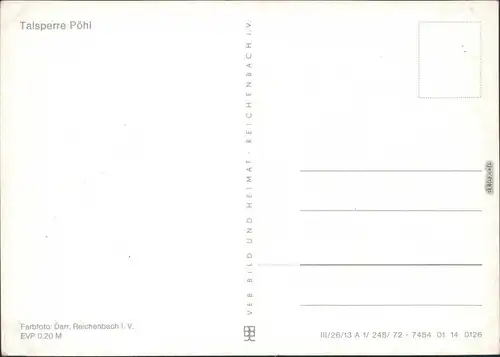 Pöhl Talsperre Ansichtskarte  xx 1972