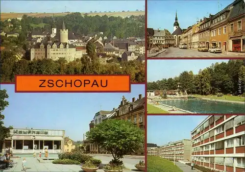 Zschopau Schloss Wildeck, Rudolf-Breitscheid-Straße, Leninplatz Freibad,   1986