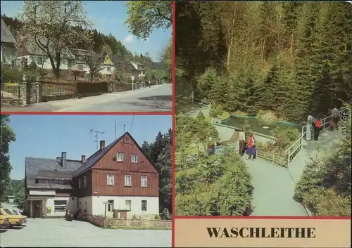 Waschleithe Grünhain Beierfeld Teilansicht Gaststätte Osterlamm, Heimateck 1986