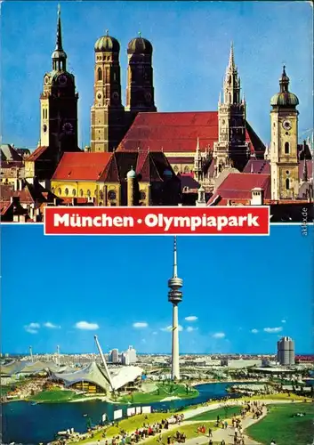 München St. Peter Kirche und Frauenkirche - Olympiapark mit Olympiaturm 1988