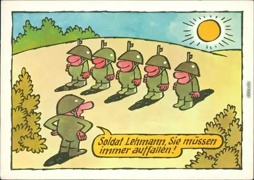 Militär Scherzkarte: Soldat Lehmann sie müssen immer auffallen! (Schatten) 1976