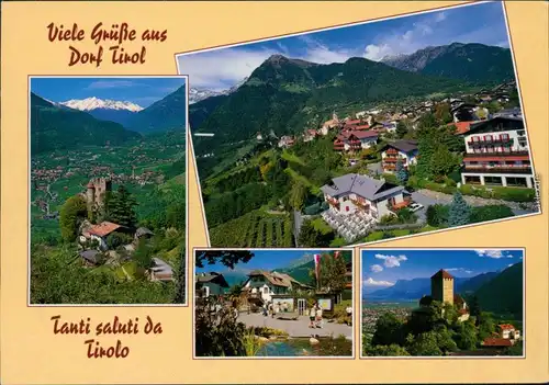 Dorf Tirol-Meran Merano Burgturm, Panorama, aus dem Stadtinneren 2005